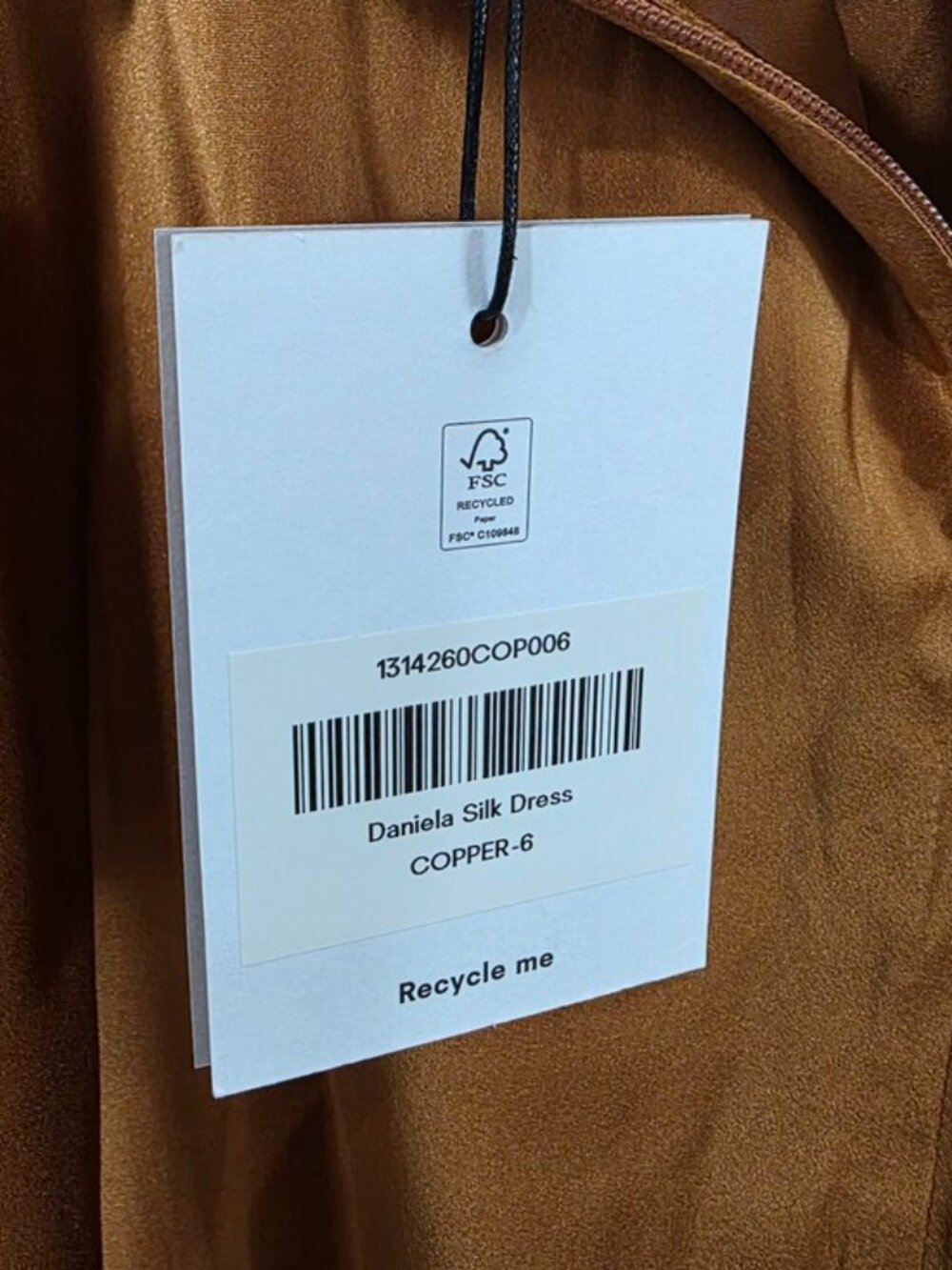 NWT Reformation Daniela Copper Silk Dress - Picture 7 of 9
